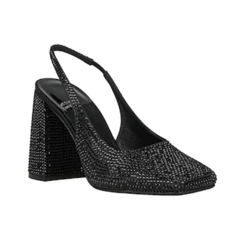 Jeffrey Campbell Black Rhinestone Embellished Blingbling Slingback Heels